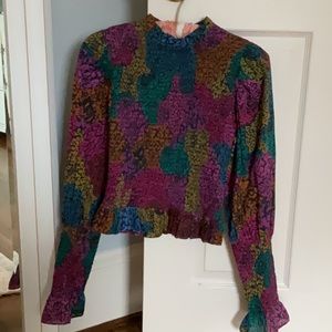 Farm Rio rainbow mix blouse, xs